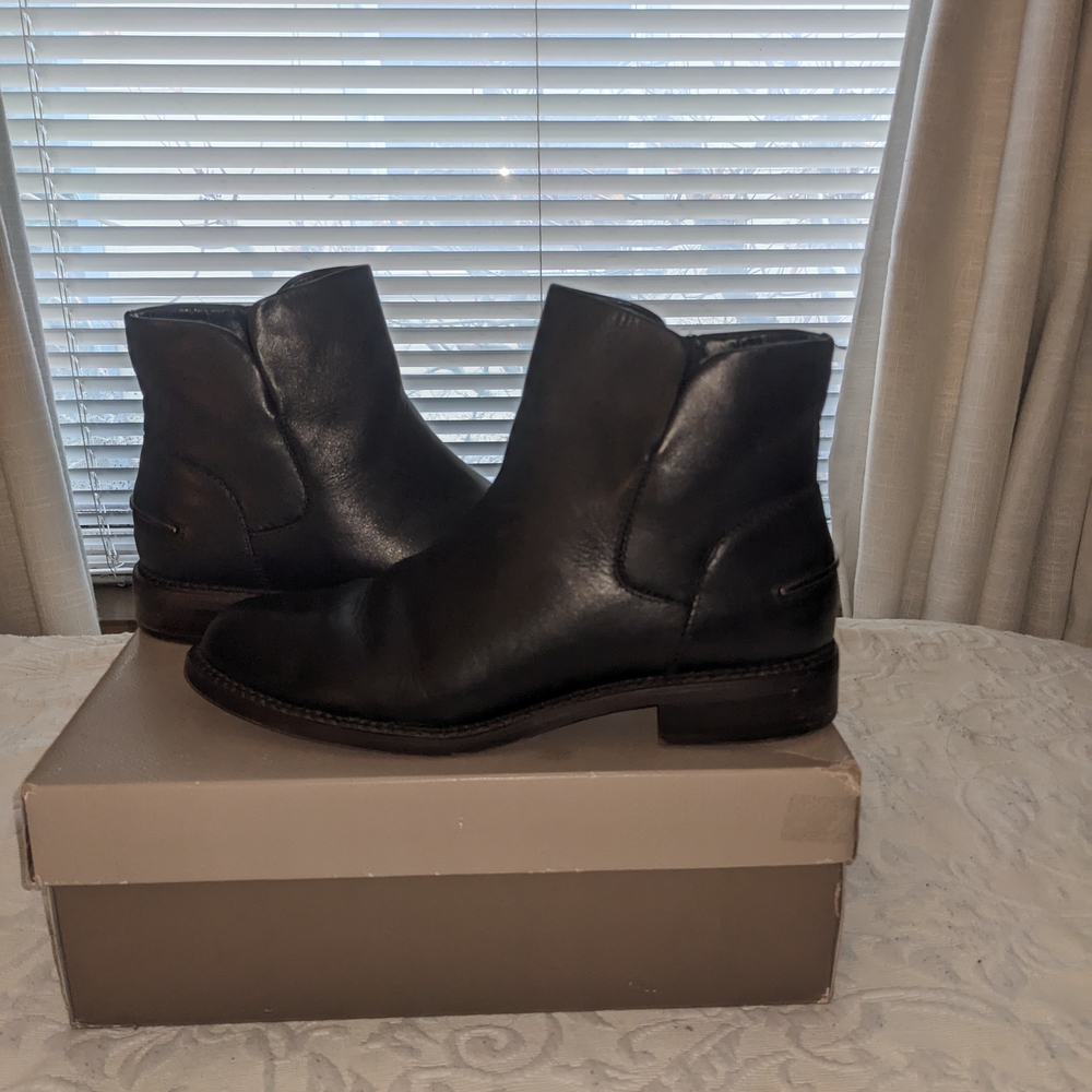 Franco Sarto Happily Black Leather Ankle Boots